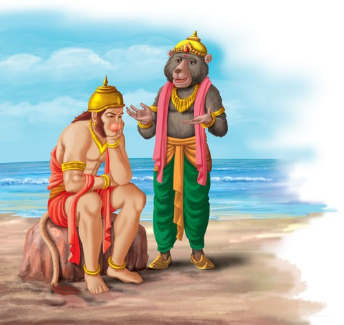 Jambavan reminding Hanuman about the immense power he holds